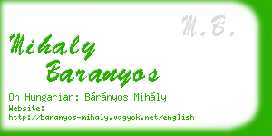 mihaly baranyos business card